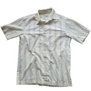 Geofrey Beene Yellow multicolor embroidered striped short sleeve button up SizeS